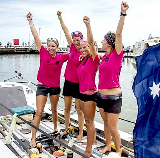 Jubilant rowing team reach Australian soil