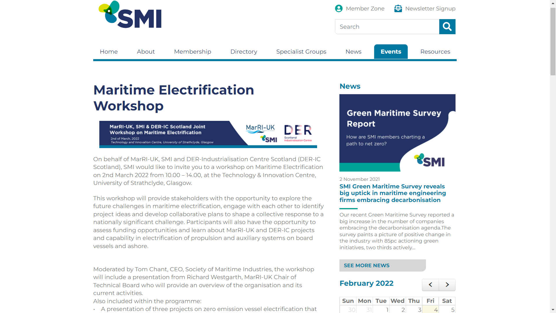 Maritime Electrification Workshop, Strathclyde University 2nd March 2022
