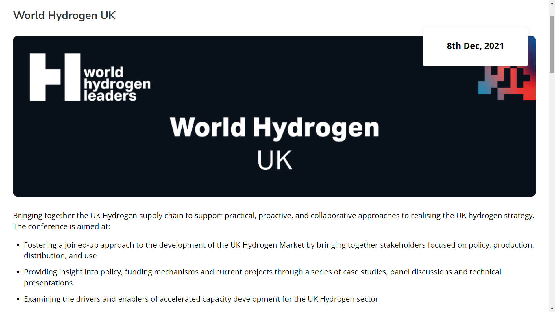 Green Power Global UK world hydrogen conference online 8th December 2021