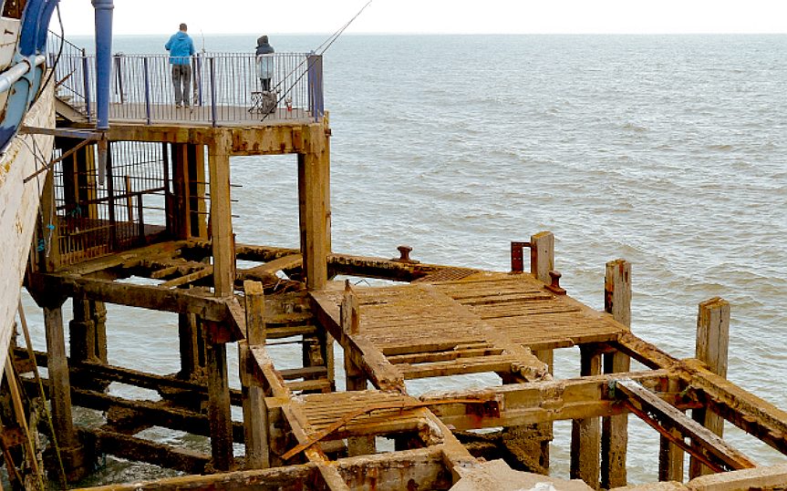 Fishing from the dangerous landing on Eastbourne's pier