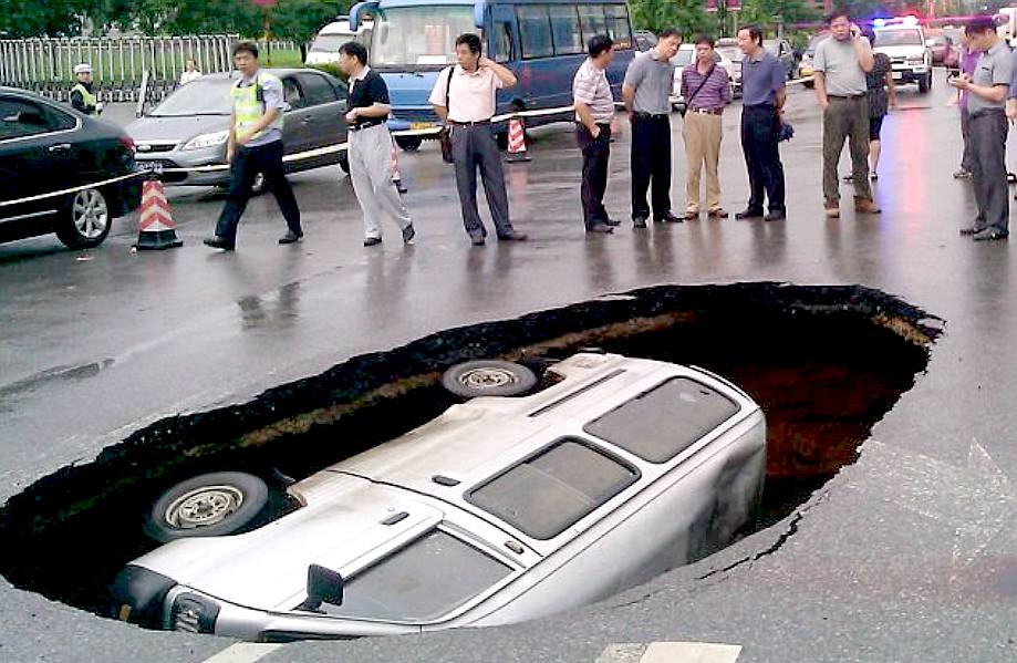 The world's largest pothole