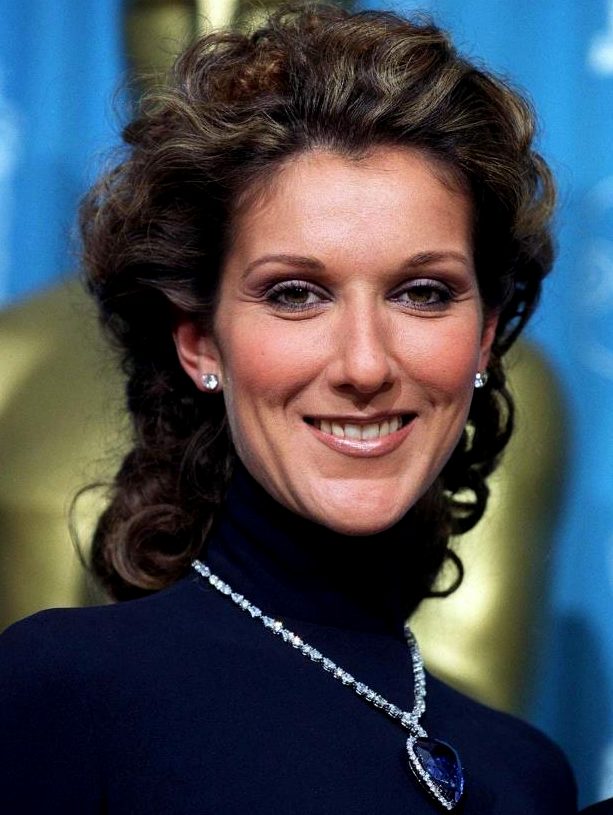 Celine Dion wearing the famous Heart of the Ocean necklace