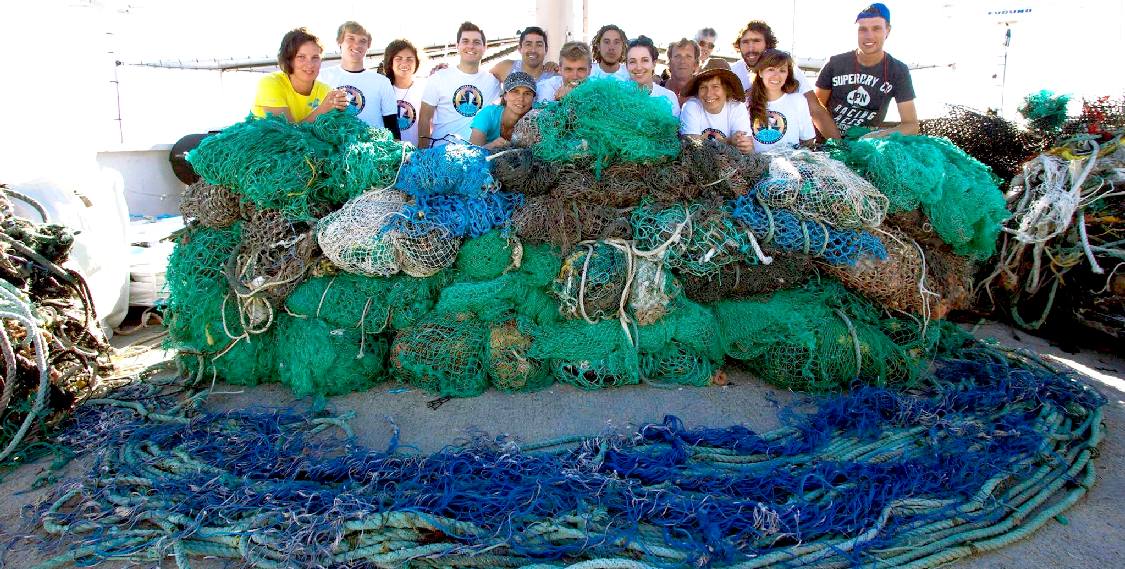 Fishing nets and ropes recovered from the Pacific Ocean