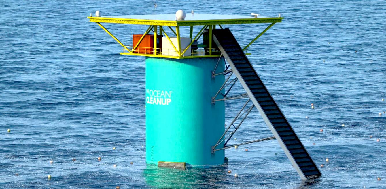 A steel structure in the open ocean