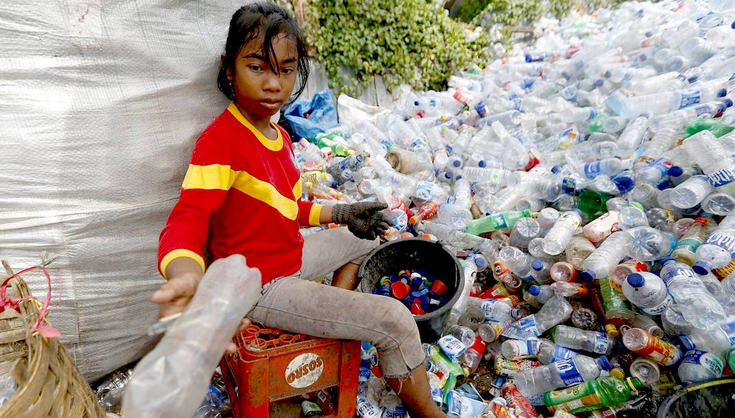 Recycling a mountain of plastic bottles is at least a start