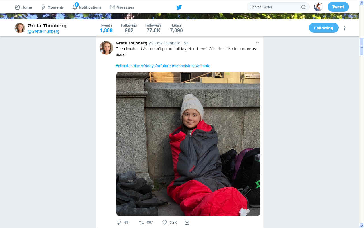 Greta Thunberg on Twitter